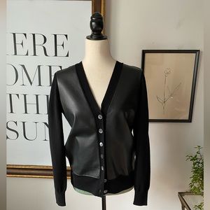 J.Crew Collection Leather Front Cardigan